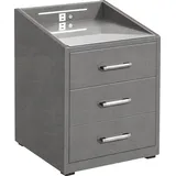 ed exciting design Nachtkonsole ED EXCITING DESIGN "Moon", grau (grau, savanna 21 grau), B:47cm H:61cm T:46cm, Sideboards, Nachtkonsole, mit LED-Beleuchtung und USB-Anschluss & USB-C-Anschluss