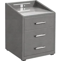 ed exciting design Nachtkonsole ED EXCITING DESIGN "Moon", grau (grau, savanna 21 grau), B:47cm H:61cm T:46cm, Sideboards, Nachtkonsole, mit LED-Beleuchtung und USB-Anschluss & USB-C-Anschluss