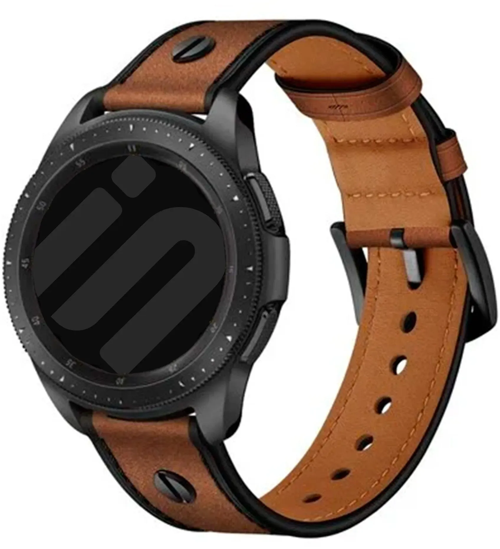 Strap-it Realme Watch S (Pro) Armband Leder für Realme Watch S  - Dunkelbraun - Schnallenverschluss