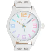 Oozoo OOZOO, weiß, Armbanduhren, Damen, Armbanduhr, Damenuhr, Herrenuhr, Lederarmband, Ø 46mm