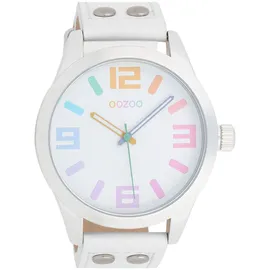 Oozoo OOZOO, weiß, Armbanduhren, Damen, Armbanduhr, Damenuhr, Herrenuhr, Lederarmband, Ø 46mm