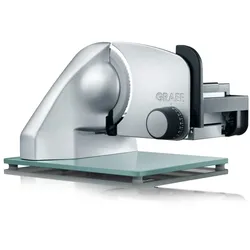 Graef Vollmetall-Allesschneider Classic mit Glasbodenplatte, Edelstahl-Wellenschliffmesser, Moment- und Dauerfunktion C20EU