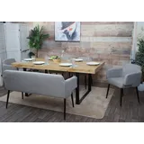 Mendler Esszimmer-Set HWC-L13, 4er-Set Stuhl+Sitzbank Esszimmergruppe Sitzgruppe Esszimmergarnitur, Stoff/Textil grau - Grau