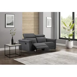 OTTO home 2-Sitzer OTTO HOME "Lund, mit Relaxfunktion und Kopfteilverstellung", grau (anthrazit), B:160cm H:97cm T:100cm, Webstoff 100% Polyester, Sofas, manuell od. elektrisch (m.USB-C), Echtleder, Kunstleder, Webstoff