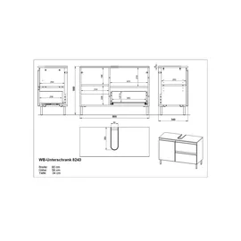 Germania Waschbeckenunterschrank »Scantic«, Breite 80 cm, Badezimmerschrank, verstellbarer Einlegeboden, grau