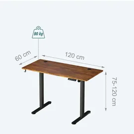 Relaxdays Schreibtisch Höhenverstellbar Industrial Schwarz / Braun