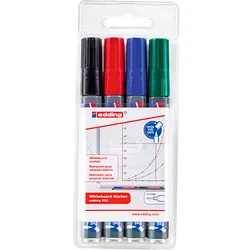 edding 250 Whiteboard-Marker farbsortiert 1,5 - 3,0 mm, 4 St.