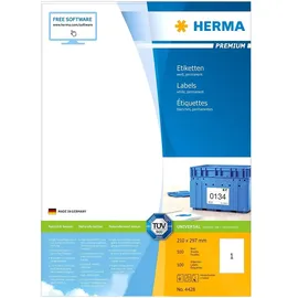 Herma Adressetiketten 4428 Weiß 210 x 297 mm 100 Blatt