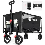 Sekey XXL Bollerwagen Faltbar mit Bremsen 160L 150KG Belastbar, Faltbarer Bollerwagen Geländetauglich, Klappbarer Handwagen Strand Camping Einkaufen, XXL-Sieger 3011, Schwarz
