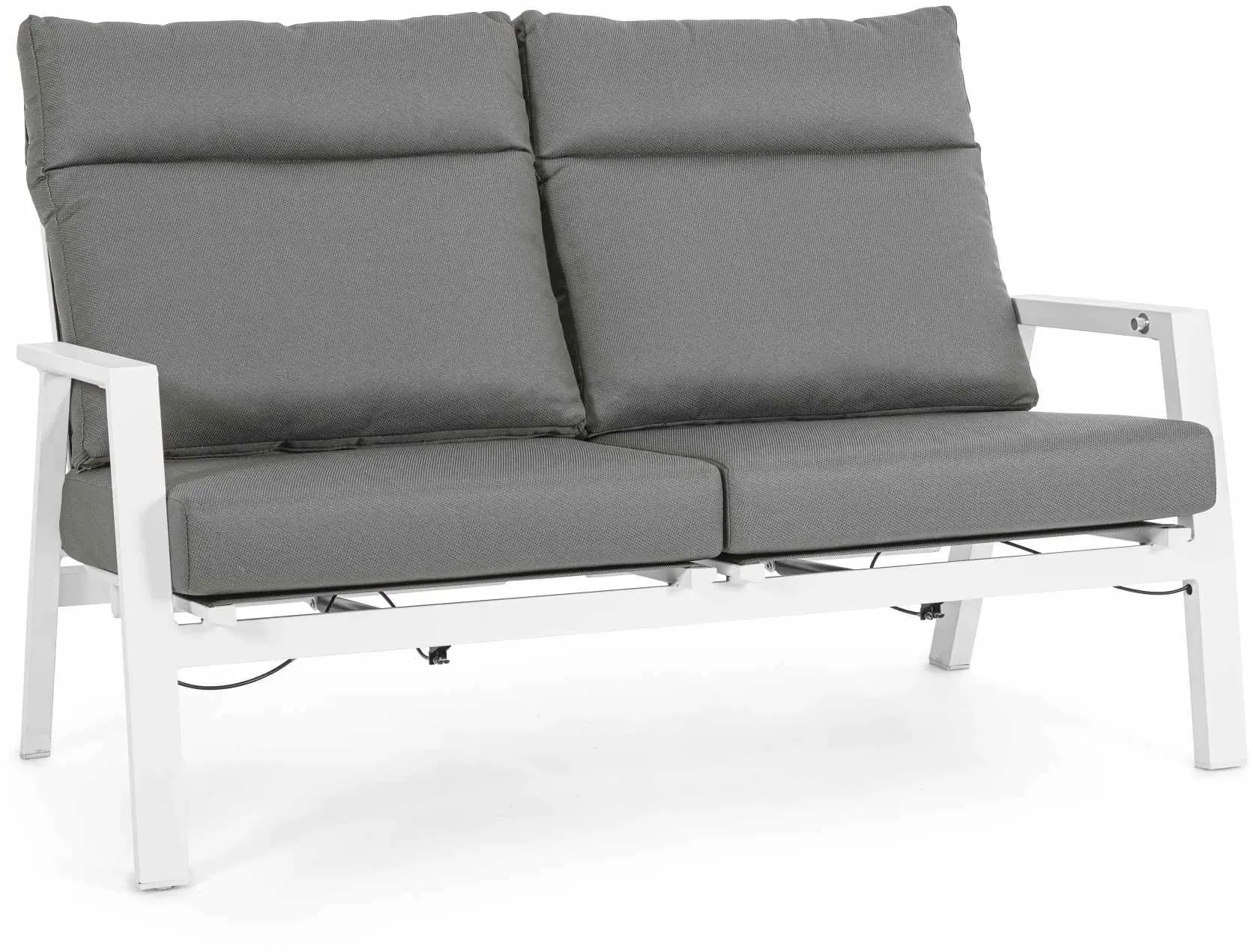 Gartensofa Kledi aus Aluminium, modern, weiß, stufenlos verstellbare Rückenlehne, abnehmbares Kissen