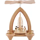 Erzgebirge Palast 1-stöckige Weihnachtspyramide Engel - Natur - 26 cm - 100% Seiffener Pyramide