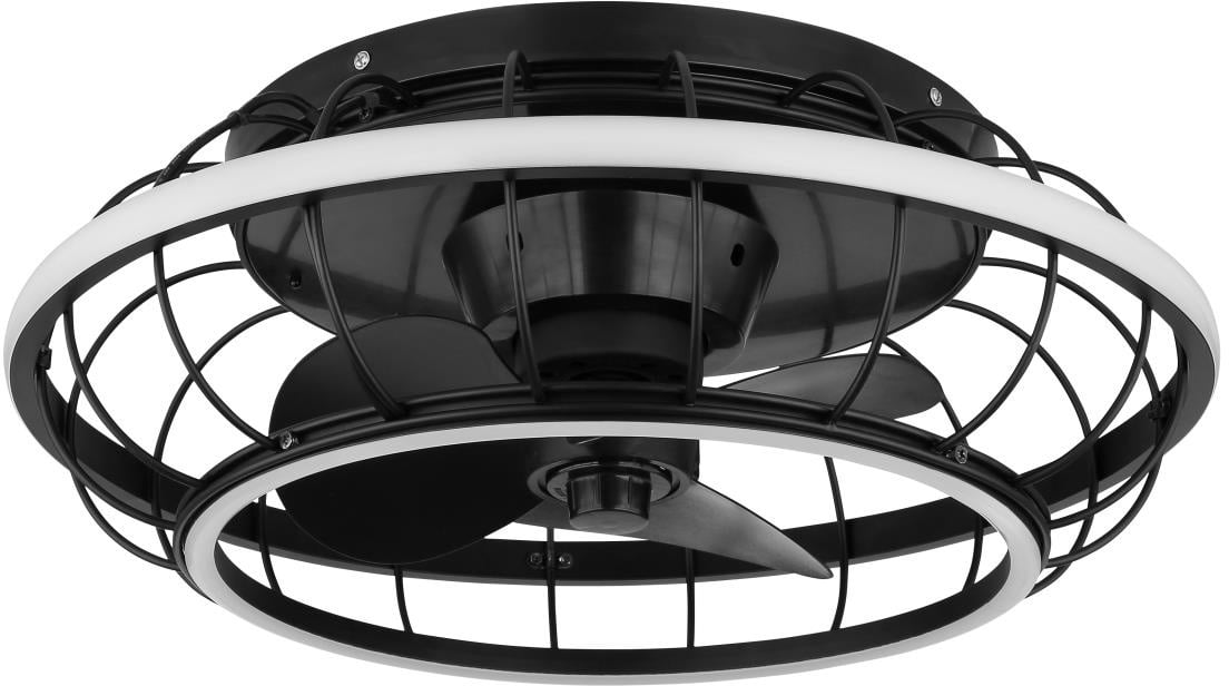 Globo Leonhard LED Deckenventilator schwarz, opal mit Fernbedienung 50x18cm