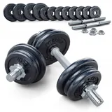 Set 24kg Hantel + Hantelscheiben 12kg x 2 Kurzhantel Krafttraining Handschuhe