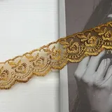 10 Yard Elastizität Spitzenborte Spitzenband 4cm Breite Spitzenstoff Spitzenborte Häkel-Borte mit Blumenmuster fur Hochzeitseinladung, Karten, Dekorieren,Nähen, Geschenkverpackung -Leichter Kaffee