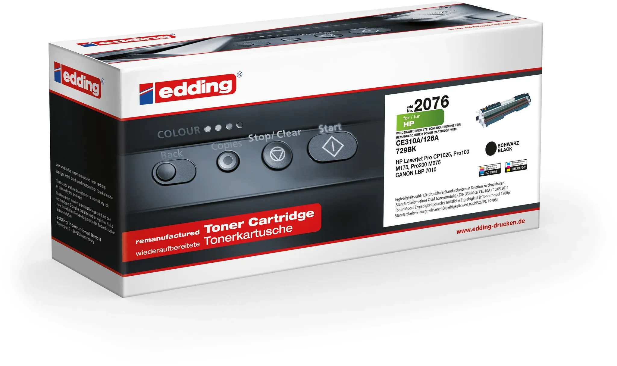 Edding Toner für HP CE310A 126A LaserJetProCP1020 CP1025 CP1025NW M175A M175NW