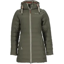 Dry Fashion Damen Polyurethan-Mantel Danzig gesteppt - Outdoor-Jacke wind- und wasserdicht in Oliv Größe 42 - Grün - 42