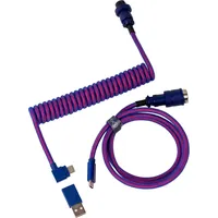 Keychron Premium Coiled Aviator Cable, Tastaturkabel (Spiral-Textilkabel), 1.08m, violett/blau