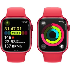 Apple Watch Series 9 GPS + Cellular 41 mm Aluminiumgehäuse (product)red, Sportarmband (product)red S/M