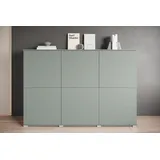 INOSIGN Highboard »Kenia, moderne grifflose Hochkommode mit 6 Türen, Breite 180 cm«, (1 St.), Push-to-Open-Fronten, höhenverstellbaren Einlegeböden, grün