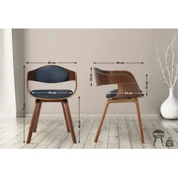 CLP 2er Set Stühle Kingston Stoff walnuss/blau/walnuss