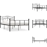 Bettgestell Schwarz Metall 140×200 Cm - Metallbett - Doppelbett - Boxspringrahmen - Bettgestell Schwarz - Lattenrost