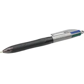 BIC 4-Farben-Kugelschreiber 4 Colours GRIP PRO schwarz/grau, Schreibfarbe: schwarz, blau, rot, grün, 1 St.