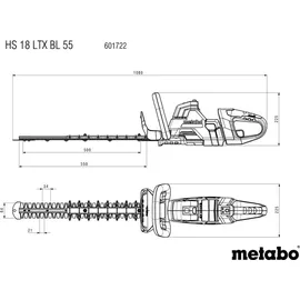 Metabo HS 18 LTX BL 55 100 cm ohne Akku