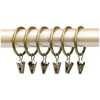 Anawakia 10 Stück Gardinenringe mit Klammern, Metall, Vorhangclips, Haken, Gardinen, Clips mit Ringen (Bronze, Innendurchmesser 50 mm)