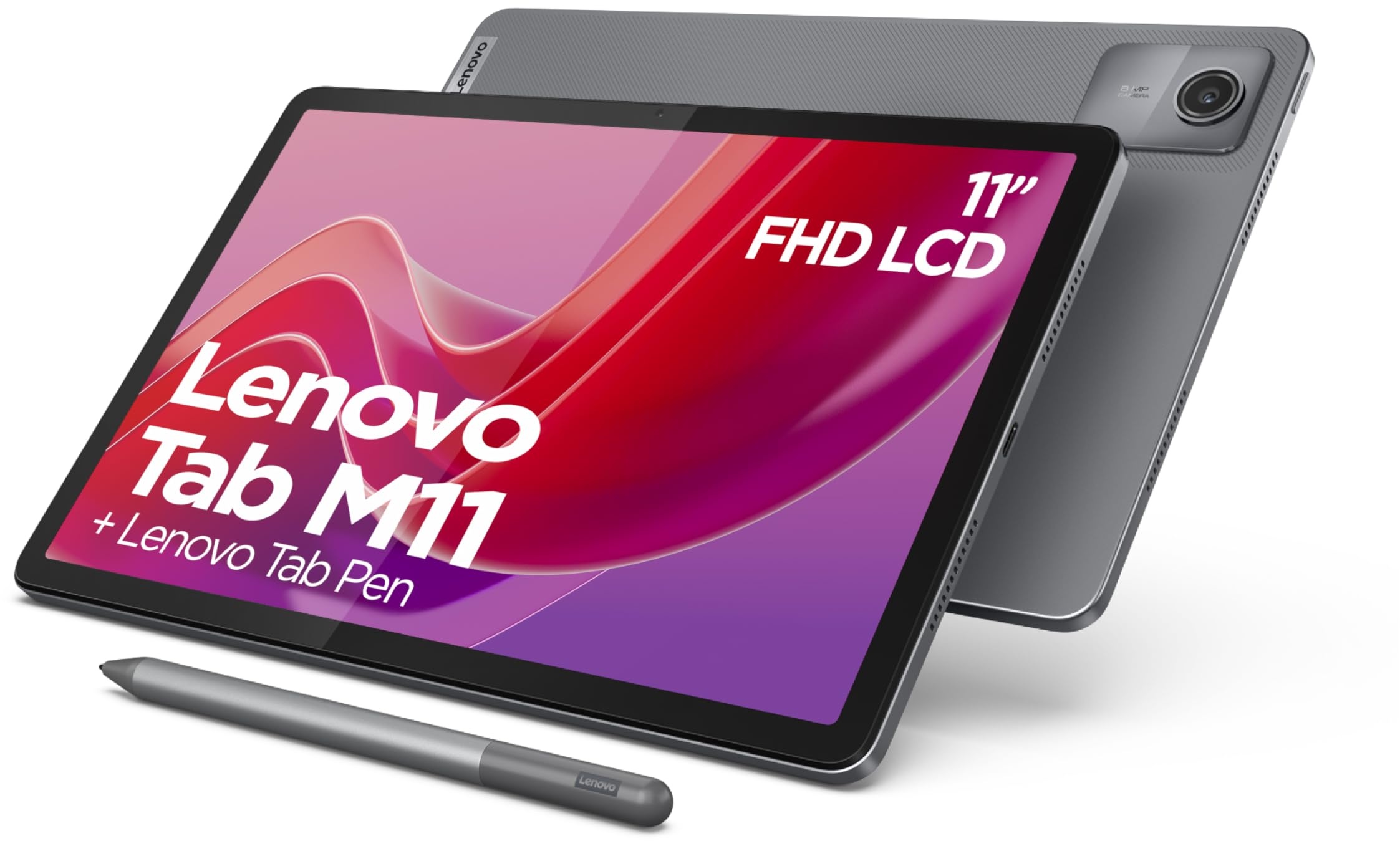 Lenovo Tab M11 – Tablet mit Touchscreen 11 Zoll WUXGA (Prozessor MediaTek Helio G88, 8 Kerne, 4 GB RAM, eMMC 128 GB, Tab Pen, Android 13, WiFi + Bluetooth) – Luna grau