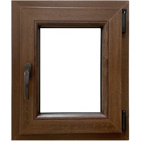 ECOPROF Kellerfenster | Langlebiges Kunststoff-Fenster | Maße 50x60 cm (500x600 mm) | Dreh-Kipp Fenster DIN Rechts | Farbe: Nussbaum (beidenseitig) | 70mm Profil