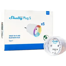 Shelly Plus Plug S weiß, 2500W, Smart-Steckdose, 5er-Pack