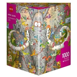 HEYE Puzzle 299217 – Elephants Life, Cartoon im Dreieck, 1000 Teile…, 1000 Puzzleteile bunt