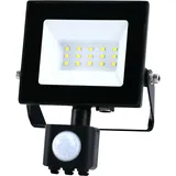 Heitronic VO-501415 LED Flutlichtstrahler BOLTON 2.0, 10 W, 3000 K mit Bewegungsensor und 500mm Anschlusskabel und freien Enden