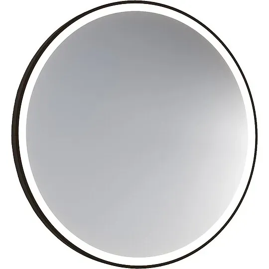 LED-Spiegel Aulielva mit Touch-Schalter, mit schwarzem Rahmen, Frontbeleuchtung, Ø 600 mm