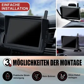 CARMATRIX Rückfahrkamera HD Solar Funk mit 5" Monitor
