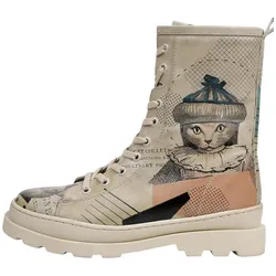 Stiefelette DOGO "Gisele Let's Find A Place To Get Lost Damen Stiefel / Female", Damen, Gr. 41, Normalschaft, grau (beige, grau), Lederimitat, Schuhe, Vegan