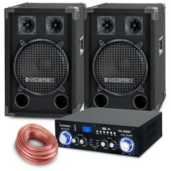 McGrey PA Komplettset DJ Anlage Party-Lautsprecher (Bluetooth, 400 W, Partyboxen 25cm (10 zoll) 2-Wege System – inkl. Endstufe) schwarz