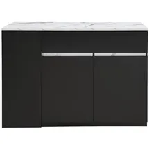 vente-unique Kücheninsel Meili 130 x 90 x 65 cm Schwarz/Weiß