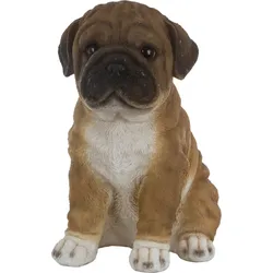 Dekofigur "Mops", braun, B:15cm H:21cm T:25cm, Polyresin (Kunststein), MYFLAIR MÖBEL & ACCESSOIRES, Dekofiguren, Hund, braun, sitzend,, Wohnzimmer