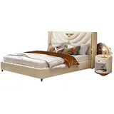 Xlmoebel Schlafzimmer-Set 3-teiliges Set mit Nachttischen für das Schlafzimmer, luxuriöses, (3-tlg., 3tlg. Schlafzimmer Set (Bett + 2xNachttisch), Hergestellt in Europa weiß