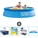 Intex runder aufblasbarer Easy Set-Pool – 244 x 61 cm – Blau – im Lieferumfang enthalten Accessoire CB66 - Intex