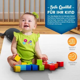 KIDUKU KIDUKU® 7,2 Meter Laufgitter weiß XXL klappbar inkl. Tür, bestehend aus 8 Elementen, individuell formbar Laufstall Absperrgitter - Naturbelassen
