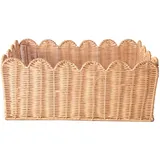 Korb mit gewelltem Rand, Weiden-Aufbewahrungskörbe, handgewebte Körbe für Regale, natürliche Körbe zum Organisieren (M - 35,6 cm L x 26,7 cm B x 15,2 cm H-Rattan)