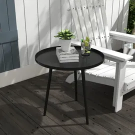 Outsunny Beistelltisch, Couchtisch Gartentisch, Terrassentisch für Garten Stahl, Schwarz