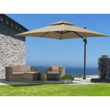Quick Star Ampelschirm Premium Mallorca 3x3m Sand UV 50 Terrassenschirm Sonnenschirm