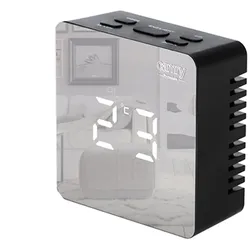 Camry Wecker CR 1150b digital schwarz LED Anzeige beleuchtet Datum Uhr Temperatur USB Batterie Thermometer