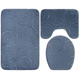 WOOXGEHM 3 Teiliges Ombre Badezimmerteppich Set, Weich und Bequem, Memory Schaum Badematten Set, Selbstanpassendes Gummiband, Rutschfester Kontur Badeteppich für Schlafzimmer, Toilette, Boden(Grau)
