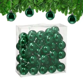 Relaxdays Weihnachtskugeln im 50er Set, Kunststoff, D: 6 cm, runde Weihnachtsbaumdeko, Baumschmuck glänzend, dunkelgrün