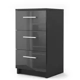Vicco Nachttisch, Schwarz Hochglanz, 38 x 66 cm, Schlafzimmer, Nachttische