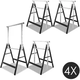Jiubiaz 4x Gerüstbock Höhenverstellbar 80-130 Cm, Klappbarer Arbeitsbock Aus Stahl, Montagebock Schwarz/zink